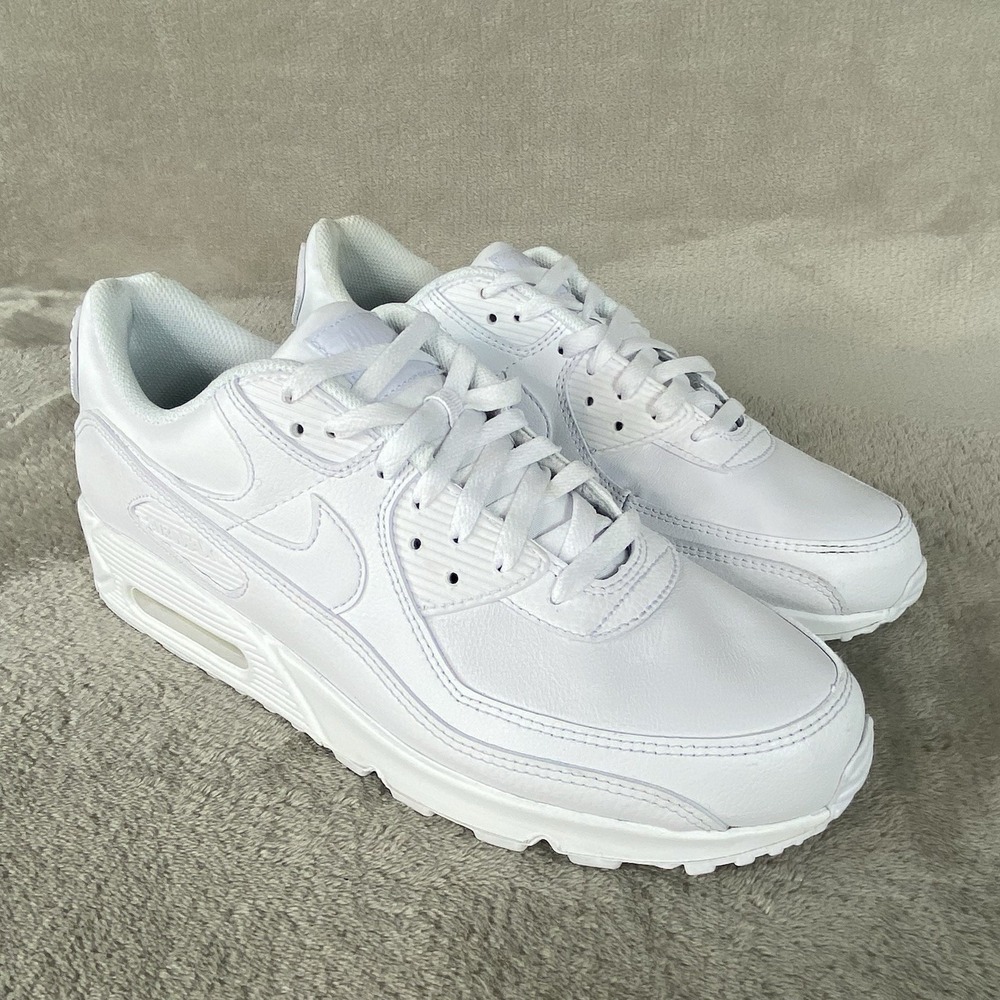 Nike Air Max 90 Shoes Mens Sz 11.5 White Leather Running Sneakers CZ5594-100 NEW